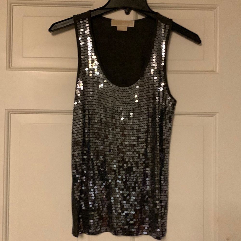 Michael Kors gray sequined petite small tank top free shipping